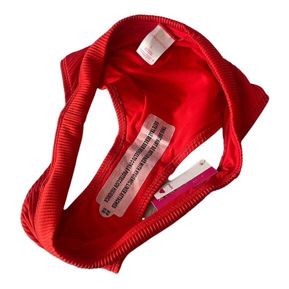 Xhilaration Womens Swim Size Large RIbbed Cheeky Bikini Bottoms Red Swim Suit - Picture 8 of 8